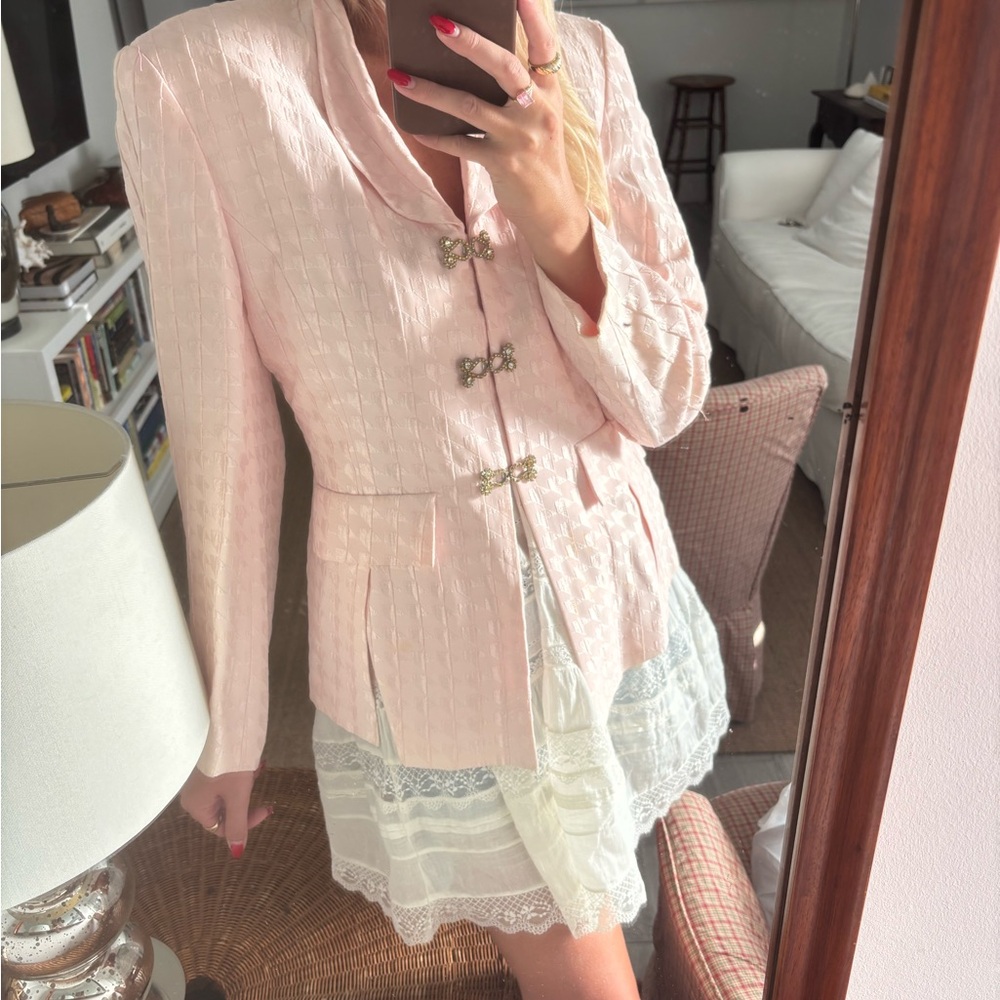 Dior Pale Pink Textured Button-Front Blazer